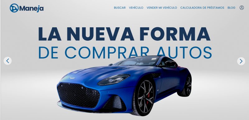 Maneja: portada de su sitio web, «La nueva forma de comprar autos»